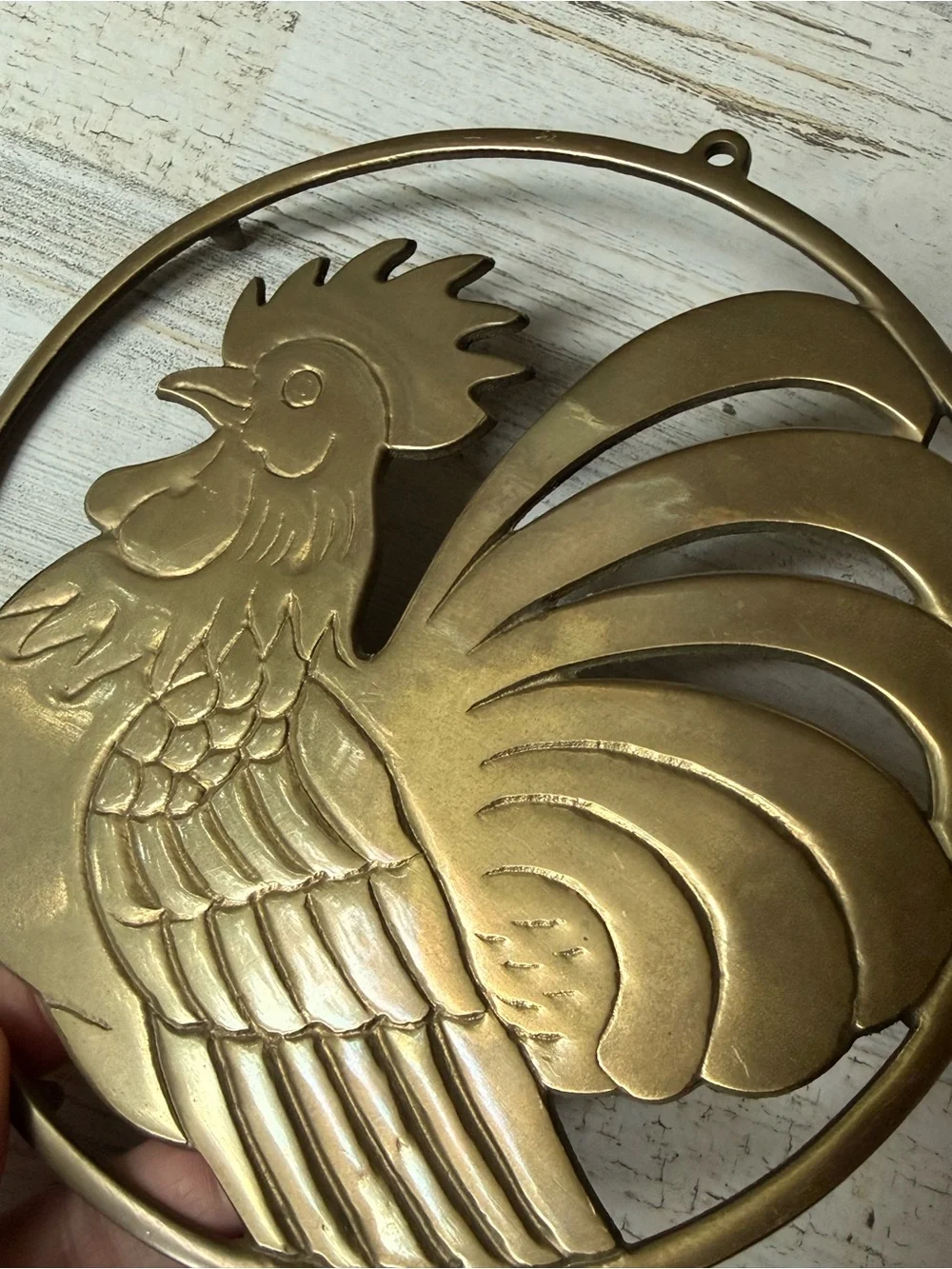 Vintage Gatco Brass Rooster Trivet | Farmhouse Kitchen Wall Decor | Mid-Century